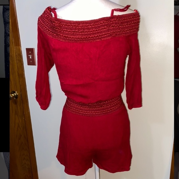 Red Cold Shoulder Romper - Picture 2 of 2